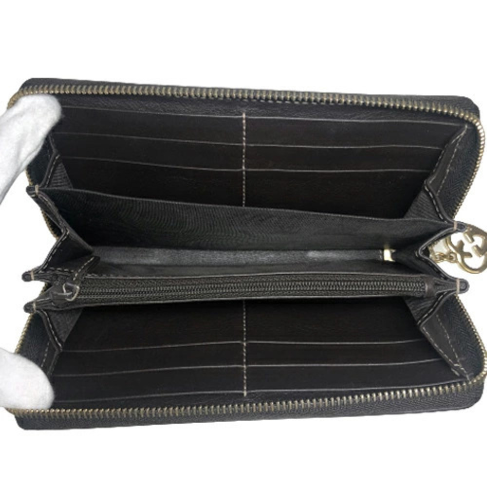 Gucci Lovely Round Long Wallet GG Canvas Zipper Zippy Leather Brown - Picture 8 of 10